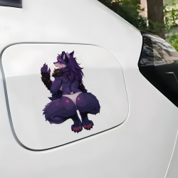 Purple Werewolf Thong Car Decal, suitable for hard luggage, carry-ons, and travel accessories. Vinyl car decals suitable for cars, motorcycles, laptops, computers, backpacks, water bottles, and more.