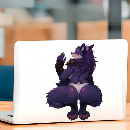 Purple Werewolf Thong Car Decal, suitable for hard luggage, carry-ons, and travel accessories. Vinyl car decals suitable for cars, motorcycles, laptops, computers, backpacks, water bottles, and more.