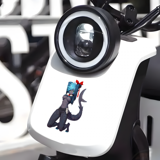 Anime Shark Girl with Bow Car Decal Sticker, ideal for water bottles, hydro flasks, phones, tablets, and car bumpers. Vinyl car decals suitable for cars, motorcycles, laptops, computers, backpacks, water bottles, and more.