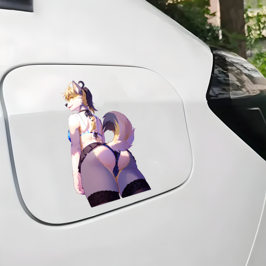 Sexy Furry Girl Car Decal/Sticker, suitable for decorating envelopes, letters, and invitation cards. Vinyl car decals suitable for cars, motorcycles, laptops, computers, backpacks, water bottles, and more.