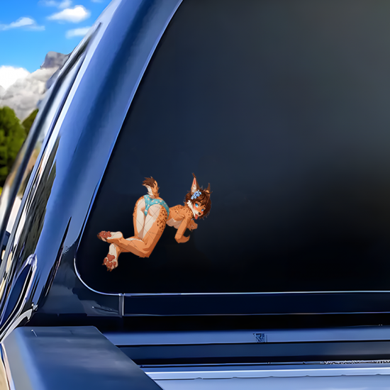 Lynx Furry Girl Car Decal, ideal for personalizing your workspace, desk, monitor, and keyboard. Vinyl car decals suitable for cars, motorcycles, laptops, computers, backpacks, water bottles, and more.