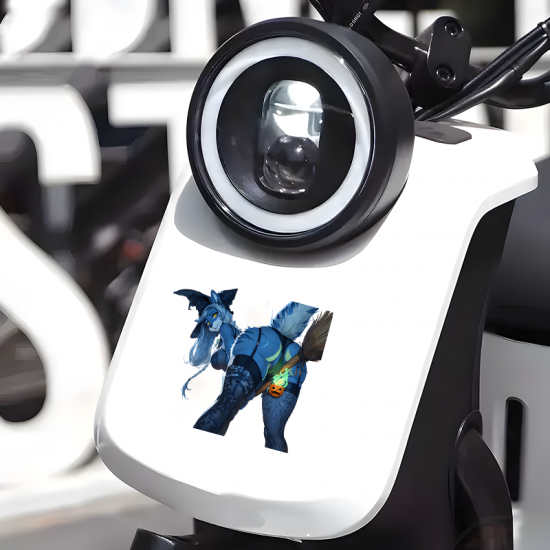 Halloween Witch Furry Decal/Sticker, water-proof and sun-proof, great for car windows and bumpers. Vinyl car decals suitable for cars, motorcycles, laptops, computers, backpacks, water bottles, and more.