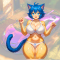 Blue Haired Anime Catgirl Bikini Sticker, cute design suitable for party favors, goodie bags, and rewards. Vinyl car decals suitable for cars, motorcycles, laptops, computers, backpacks, water bottles, and more.