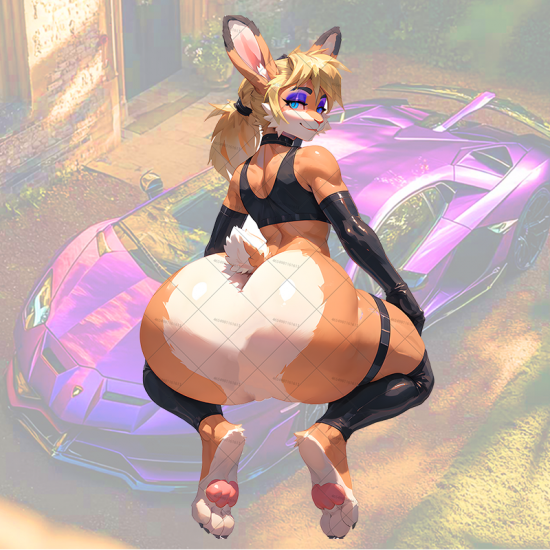 Furry Bunny Girl with Purple Car Sticker Decal, versatile decal for tablets, smartphones, and power banks. Vinyl car decals suitable for cars, motorcycles, laptops, computers, backpacks, water bottles, and more.