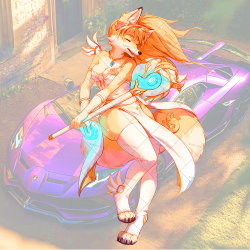 Fox Girl Mage with Lamborghini Car Sticker, easy to apply on cars, trucks, vans, and recreational vehicles. Vinyl car decals suitable for cars, motorcycles, laptops, computers, backpacks, water bottles, and more.