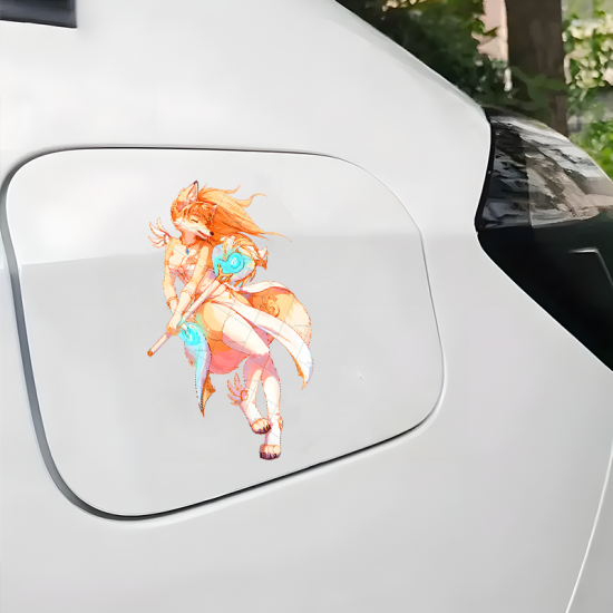 Fox Girl Mage with Lamborghini Car Sticker, easy to apply on cars, trucks, vans, and recreational vehicles. Vinyl car decals suitable for cars, motorcycles, laptops, computers, backpacks, water bottles, and more.