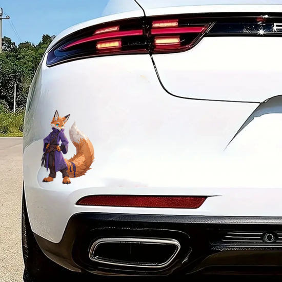 Anthro Fox in Robe Car Decal, excellent for decorating bedroom doors, lockers, and furniture. Vinyl car decals suitable for cars, motorcycles, laptops, computers, backpacks, water bottles, and more.