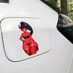 Red Devil Girl Car Decal Sticker, cool decal for skateboards, snowboards, surfboards, and longboards. Vinyl car decals suitable for cars, motorcycles, laptops, computers, backpacks, water bottles, and more.