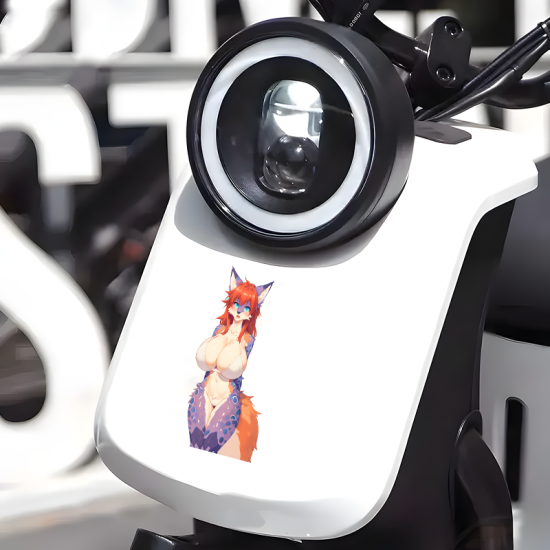 Anthro Fox Girl with Sports Car Decal, a fun way to personalize your lunch box, cooler, or thermos. Vinyl car decals suitable for cars, motorcycles, laptops, computers, backpacks, water bottles, and more.