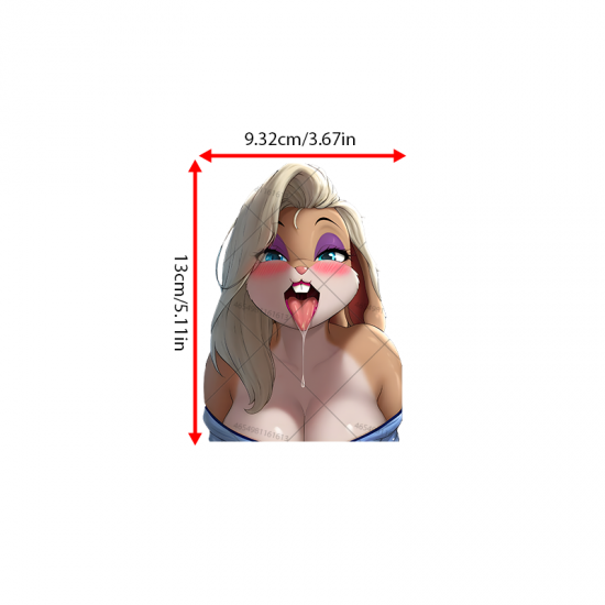 Lola Bunny Leaning Out Car Sticker, suitable for skateboard decks, rollerblades, and scooters. Vinyl car decals suitable for cars, motorcycles, laptops, computers, backpacks, water bottles, and more.