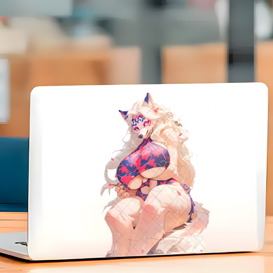 Anthro Wolf Girl Bikini Car Sticker Decal, suitable for decorating envelopes, letters, and invitation cards. Vinyl car decals suitable for cars, motorcycles, laptops, computers, backpacks, water bottles, and more.