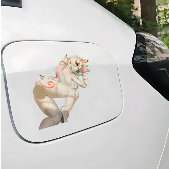 Anime Wolf Girl Car Decal Sticker, high-quality vinyl for personalized decoration of laptops and water bottles. Vinyl car decals suitable for cars, motorcycles, laptops, computers, backpacks, water bottles, and more.