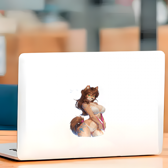 Furry Girl with Supercar Sticker, great for adding a pop of color to your fridge or freezer. Vinyl car decals suitable for cars, motorcycles, laptops, computers, backpacks, water bottles, and more.
