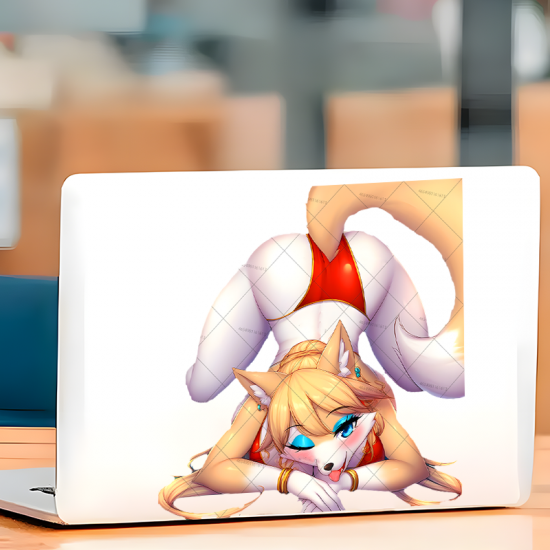 Sexy Furry Fox Girl on Car Sticker, perfect gift for kids and teens to decorate their school supplies. Vinyl car decals suitable for cars, motorcycles, laptops, computers, backpacks, water bottles, and more.