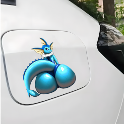 Vaporeon Pokemon Car Decal Sticker Anime Girl Booty, durable and weather-resistant, perfect for outdoor gear and vehicles. Vinyl car decals suitable for cars, motorcycles, laptops, computers, backpacks, water bottles, and more.