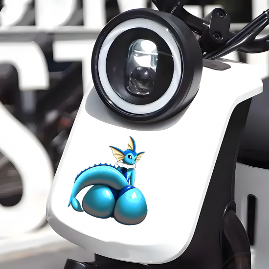 Vaporeon Pokemon Car Decal Sticker Anime Girl Booty, durable and weather-resistant, perfect for outdoor gear and vehicles. Vinyl car decals suitable for cars, motorcycles, laptops, computers, backpacks, water bottles, and more.