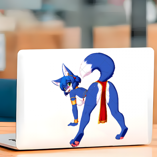 Sexy Blue Fox Girl Car Decal Sticker, strong adhesive suitable for travel suitcases and cargo boxes. Vinyl car decals suitable for cars, motorcycles, laptops, computers, backpacks, water bottles, and more.