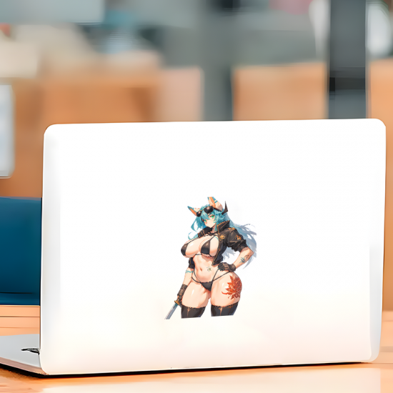 Anime Fox Girl with Sports Car Decal/Sticker, ideal for customizing your airpods case or headphone stand. Vinyl car decals suitable for cars, motorcycles, laptops, computers, backpacks, water bottles, and more.