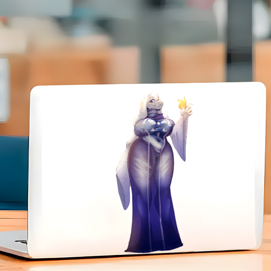 Toriel Undertale with Fire Magic Sticker, suitable for skateboard decks, rollerblades, and scooters. Vinyl car decals suitable for cars, motorcycles, laptops, computers, backpacks, water bottles, and more.