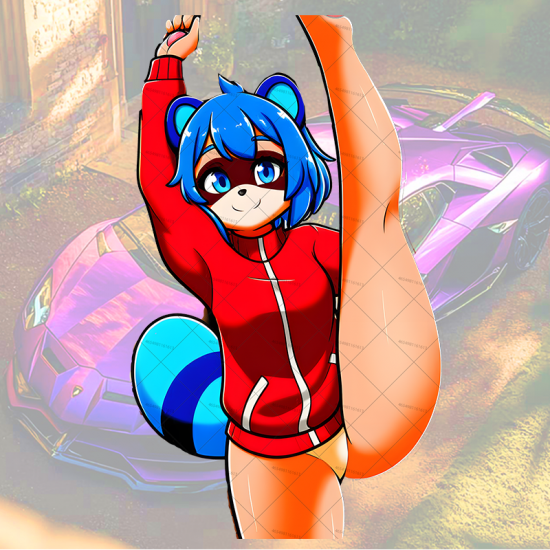 Flexible Furry Racer Girl Car Sticker Decal, a fun way to personalize your lunch box, cooler, or thermos. Vinyl car decals suitable for cars, motorcycles, laptops, computers, backpacks, water bottles, and more.