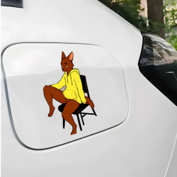 Chill Furry Fox With Sports Car Sticker, waterproof vinyl decal for cars, motorcycles, bicycles, and helmets. Vinyl car decals suitable for cars, motorcycles, laptops, computers, backpacks, water bottles, and more.