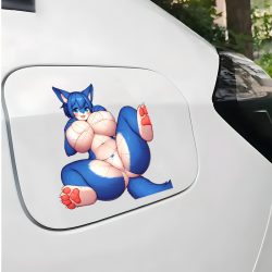 Blue Furry Cat Girl Sexy Lying Down Sticker, waterproof vinyl decal for cars, motorcycles, bicycles, and helmets. Vinyl car decals suitable for cars, motorcycles, laptops, computers, backpacks, water bottles, and more.