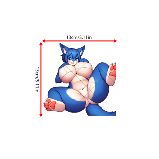 Blue Furry Cat Girl Sexy Lying Down Sticker, waterproof vinyl decal for cars, motorcycles, bicycles, and helmets. Vinyl car decals suitable for cars, motorcycles, laptops, computers, backpacks, water bottles, and more.