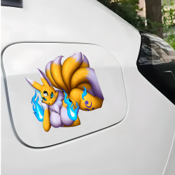 Anime Nine-Tailed Fox Girl Sticker, versatile decal for tablets, smartphones, and power banks. Vinyl car decals suitable for cars, motorcycles, laptops, computers, backpacks, water bottles, and more.