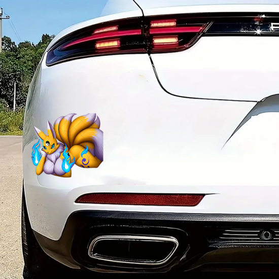 Anime Nine-Tailed Fox Girl Sticker, versatile decal for tablets, smartphones, and power banks. Vinyl car decals suitable for cars, motorcycles, laptops, computers, backpacks, water bottles, and more.
