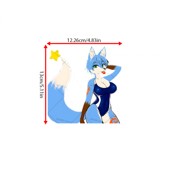 Furry Fox Girl Bikini Car Decal/Sticker, great for decorating notebooks, journals, scrapbooks, and gift packages. Vinyl car decals suitable for cars, motorcycles, laptops, computers, backpacks, water bottles, and more.