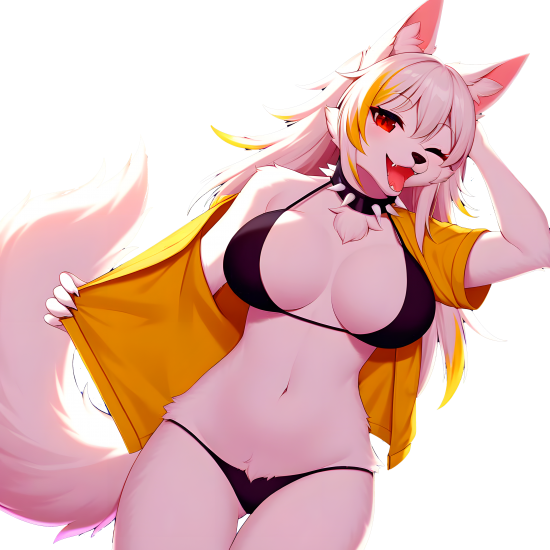 Anime Fox Girl Bikini Decal Sticker, ideal for water bottles, hydro flasks, phones, tablets, and car bumpers. Vinyl car decals suitable for cars, motorcycles, laptops, computers, backpacks, water bottles, and more.