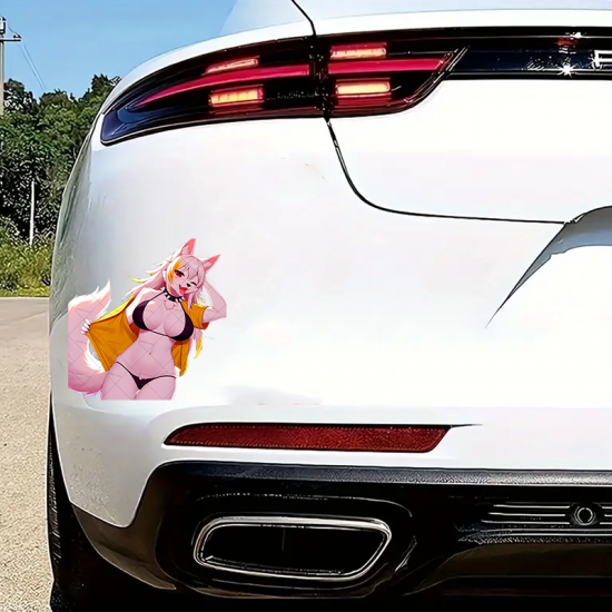 Anime Fox Girl Bikini Decal Sticker, ideal for water bottles, hydro flasks, phones, tablets, and car bumpers. Vinyl car decals suitable for cars, motorcycles, laptops, computers, backpacks, water bottles, and more.