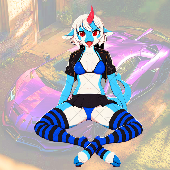 Anthro Demon Girl Sticker with Lamborghini Background, the perfect finishing touch for your scrapbooking masterpiece. Vinyl car decals suitable for cars, motorcycles, laptops, computers, backpacks, water bottles, and more.