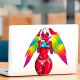 Red Anime Girl with Rainbow Wings Car Decal, suitable for smooth surfaces like glass, mirrors, windows, and tiles. Vinyl car decals suitable for cars, motorcycles, laptops, computers, backpacks, water bottles, and more.