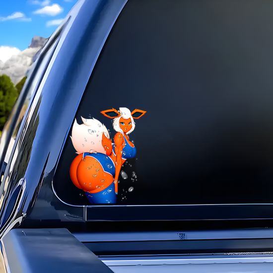 Flareon Anthro Car Decal Sticker, premium vinyl material suitable for both indoor and outdoor use. Vinyl car decals suitable for cars, motorcycles, laptops, computers, backpacks, water bottles, and more.