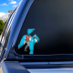 Blue Furry Leaning Over Car Sticker, durable and weather-resistant, perfect for outdoor gear and vehicles. Vinyl car decals suitable for cars, motorcycles, laptops, computers, backpacks, water bottles, and more.