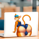 Anthro Cat in Swimsuit with Car Sticker, ideal for motivational boards, vision boards, and wall art. Vinyl car decals suitable for cars, motorcycles, laptops, computers, backpacks, water bottles, and more.