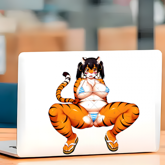 Anime Tiger Girl Bikini Sticker Decal, high definition print suitable for collectors and fans. Vinyl car decals suitable for cars, motorcycles, laptops, computers, backpacks, water bottles, and more.