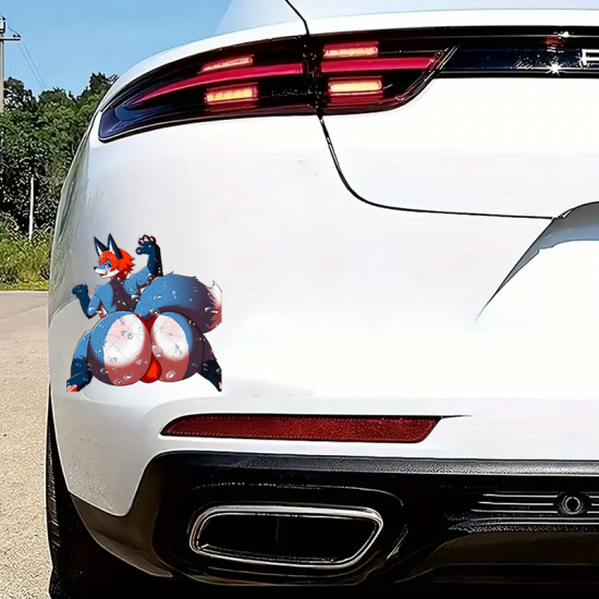 Wet Furry Anthro Character Sticker, strong adhesive suitable for travel suitcases and cargo boxes. Vinyl car decals suitable for cars, motorcycles, laptops, computers, backpacks, water bottles, and more.