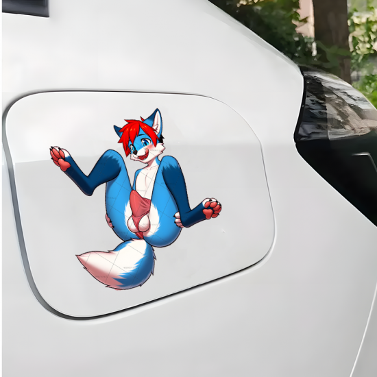 Sexy Blue Furry with Red Hair Sticker, durable sticker for toolboxes, hard hats, and construction gear. Vinyl car decals suitable for cars, motorcycles, laptops, computers, backpacks, water bottles, and more.
