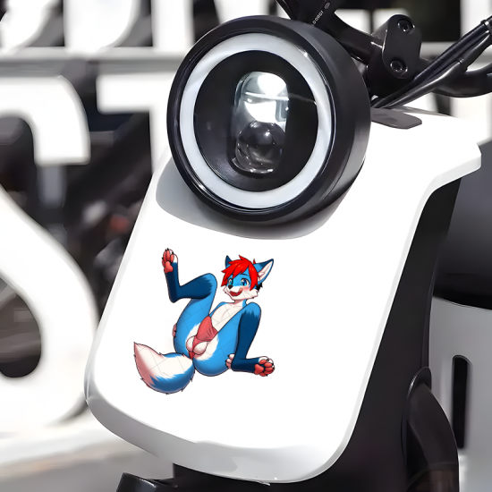Sexy Blue Furry with Red Hair Sticker, durable sticker for toolboxes, hard hats, and construction gear. Vinyl car decals suitable for cars, motorcycles, laptops, computers, backpacks, water bottles, and more.