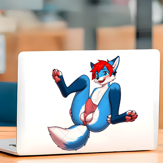 Sexy Blue Furry with Red Hair Sticker, durable sticker for toolboxes, hard hats, and construction gear. Vinyl car decals suitable for cars, motorcycles, laptops, computers, backpacks, water bottles, and more.