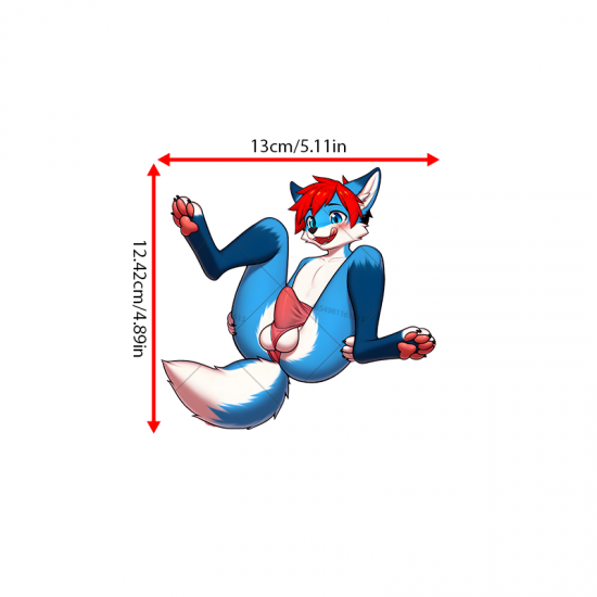 Sexy Blue Furry with Red Hair Sticker, durable sticker for toolboxes, hard hats, and construction gear. Vinyl car decals suitable for cars, motorcycles, laptops, computers, backpacks, water bottles, and more.