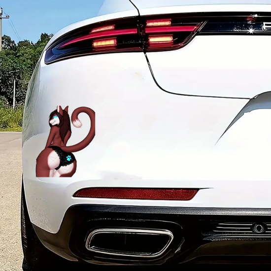 Furry Feline Booty Lace Panties Car Decal Sticker, excellent for decorating bedroom doors, lockers, and furniture. Vinyl car decals suitable for cars, motorcycles, laptops, computers, backpacks, water bottles, and more.