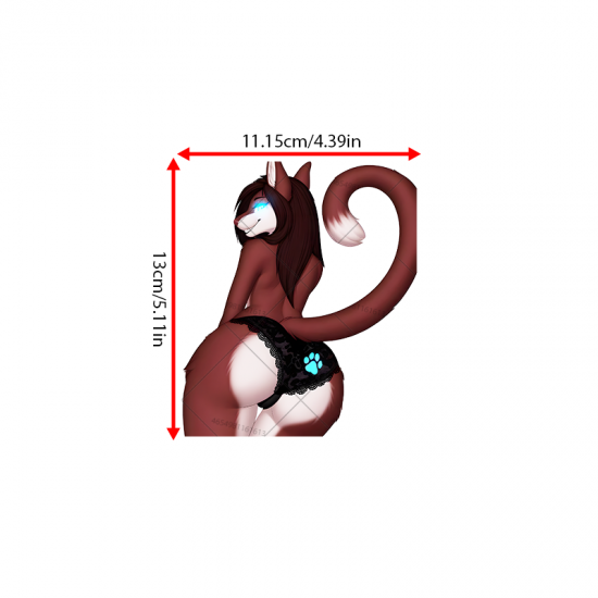 Furry Feline Booty Lace Panties Car Decal Sticker, excellent for decorating bedroom doors, lockers, and furniture. Vinyl car decals suitable for cars, motorcycles, laptops, computers, backpacks, water bottles, and more.