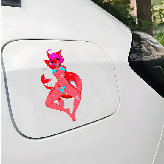 Red Furry Bikini Car Decal, great for DIY projects, greeting cards, and holiday decorations. Vinyl car decals suitable for cars, motorcycles, laptops, computers, backpacks, water bottles, and more.