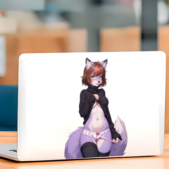Sexy Furry Girl with Lamborghini Vinyl Decal, great for decorating notebooks, journals, scrapbooks, and gift packages. Vinyl car decals suitable for cars, motorcycles, laptops, computers, backpacks, water bottles, and more.