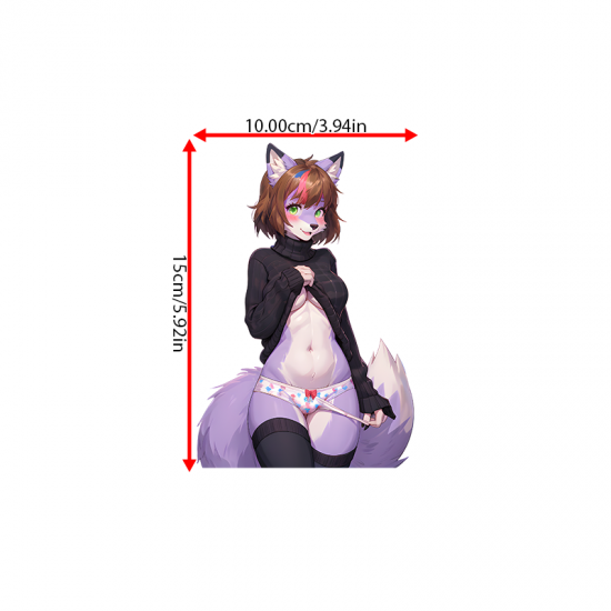Sexy Furry Girl with Lamborghini Vinyl Decal, great for decorating notebooks, journals, scrapbooks, and gift packages. Vinyl car decals suitable for cars, motorcycles, laptops, computers, backpacks, water bottles, and more.