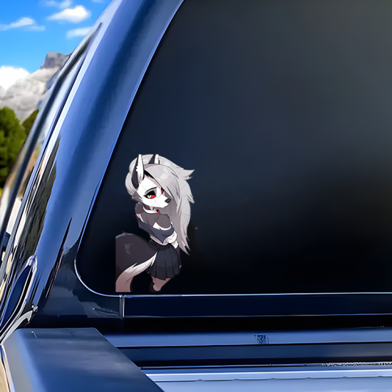 Loona Helluva Boss Anime Style Sticker Decal, residue-free removal, perfect for rented spaces and laptops. Vinyl car decals suitable for cars, motorcycles, laptops, computers, backpacks, water bottles, and more.