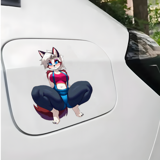 Furry Girl with Car Sticker/Decal, fun addition to your scrapbook, photo album, or handmade cards. Vinyl car decals suitable for cars, motorcycles, laptops, computers, backpacks, water bottles, and more.